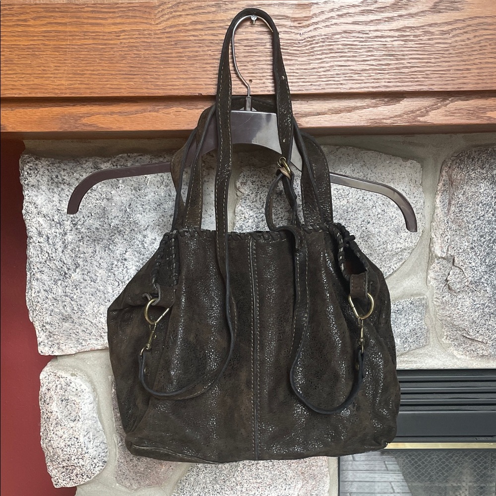 Patricia Nash Suede Leather Tote with Brass Hardware